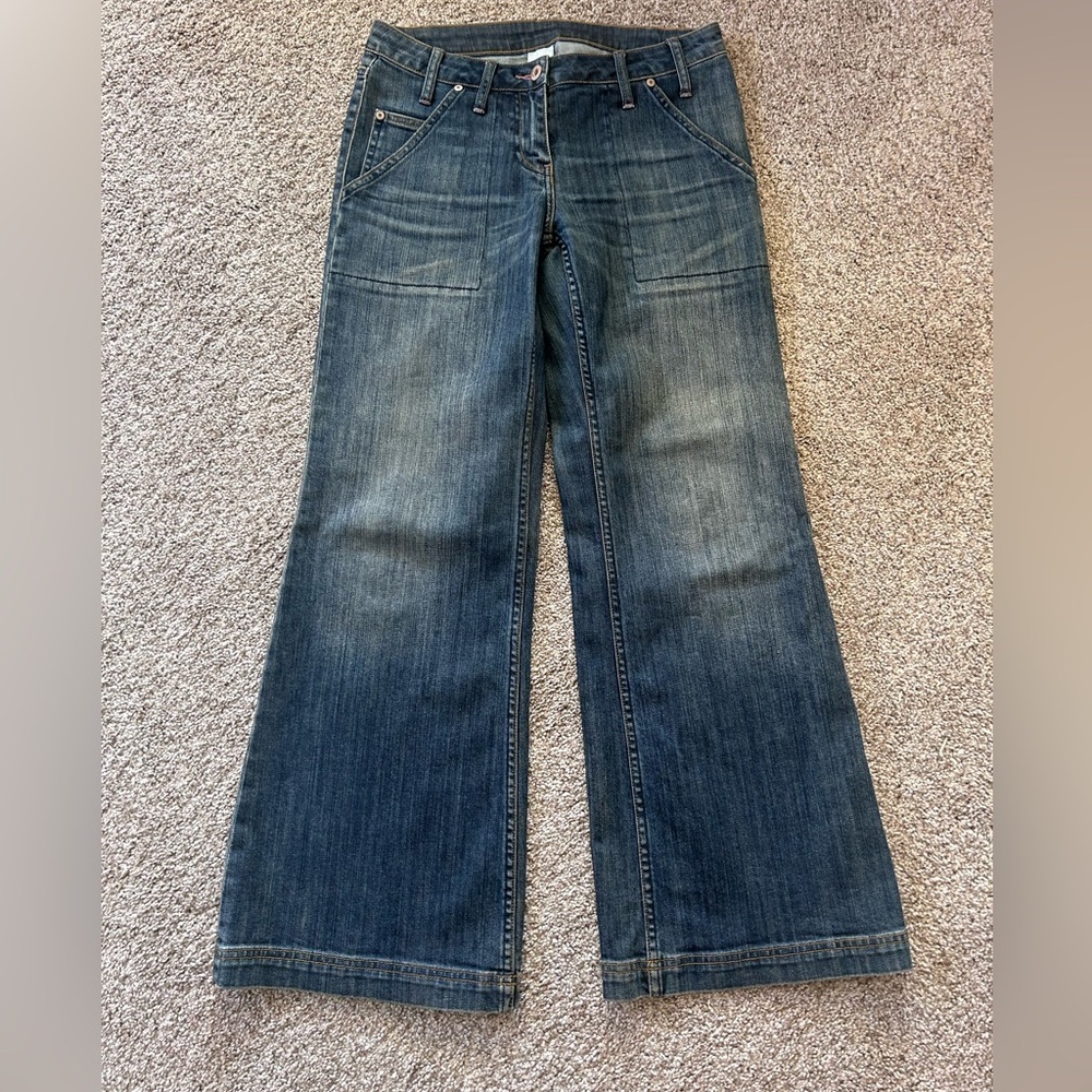 Poetry Wide Leg Flare Jeans. Like new. Hipster. Boho. Luxury. Lower rise. USA 4